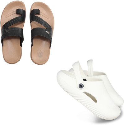 Vomoya Men Sandals(Black, White , 10)