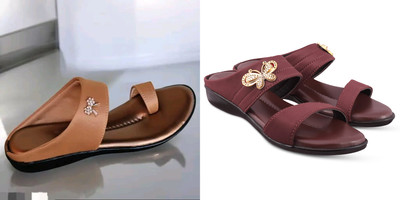 hunyza footwear Women Flats(Brown, Maroon , 8)