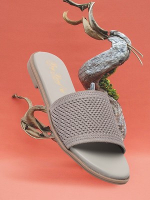 BIG BIRD FOOTWEAR Flat Casual Slip-Ons Sandals for Women & Girls (Grey) Women Grey Flats