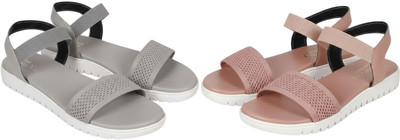 Kuhu Creations Women Flats(Pink, Grey , 8)