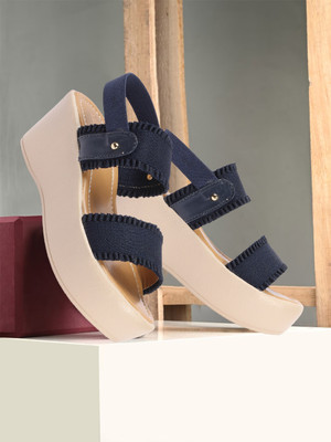 VENDOZ Women Wedges(Blue , 7)