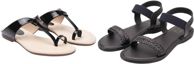 Kuhu Creations Women Flats(Black, Grey , 7)