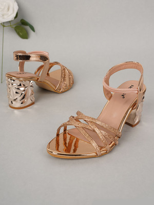 IKAGI Women Heels(Gold , 7)