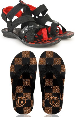 KANEGGYE Men Sports Sandals(Red, Orange , 6)