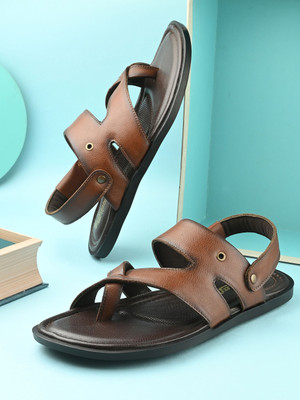 Roadster Stylish Dual Strap Buckle Design Men Sandals(Tan , 6)