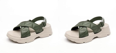 strivox Women Flats(Off White, Green , 7)