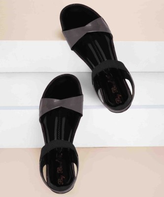 BIG BIRD FOOTWEAR Flat Casual Sandals for Women & Girls (Grey) Women Grey Wedges