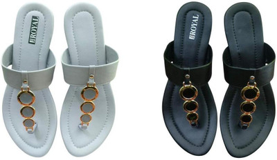 Nicesteps Women Flats(Black, White , 5)
