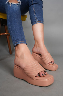 jm looks Women Wedges(Beige , 4)