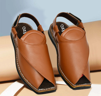 OZJI Men Sandals(Tan , 6)