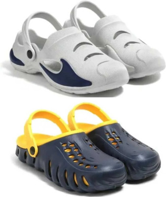 house of common Men Clogs(Grey, Navy , 10)