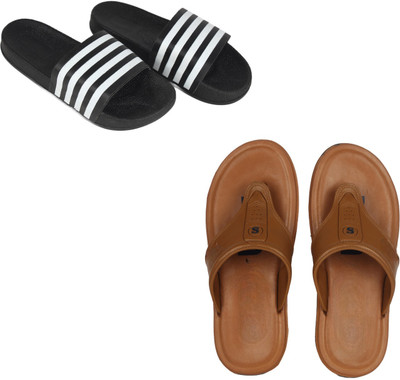 Vomoya Men Sandals(Black, Tan , 6)