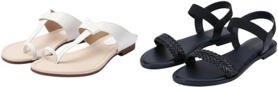 Kuhu Creations Women Flats(White, Black , 5)