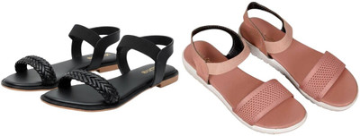 Kuhu Creations Women Flats(Pink, Black , 6)