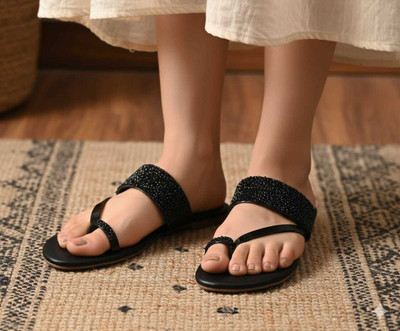 XiZUii Women Flats(Black , 6)