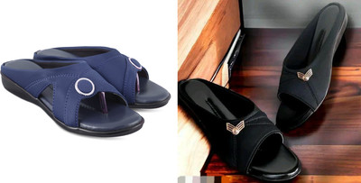 hunyza footwear Women Flats(Blue, Black , 6)
