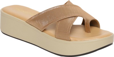 MONROW Women Wedges(Brown , 4)