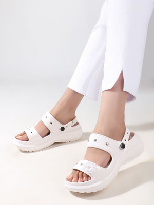 SUKUN Women Clogs(White , 8)