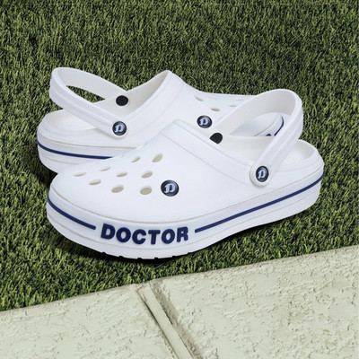 DOCTOR EXTRA SOFT Ultra Soft Casual Clogs/Sandals with Adjustable Back Strap for Gents/Boys D-502 Men Clogs(White , 10)