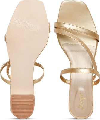 OKAYWALK Women Heels(Gold , 6)