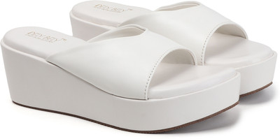 DELY BELY Women Wedges(White , 5)
