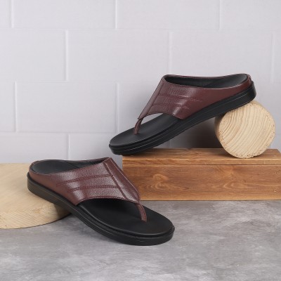 METRO Men Sandals(Maroon , 6)