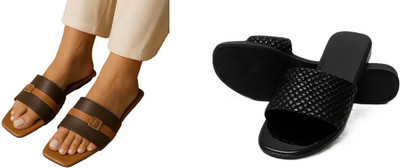 Dualstep Women Flats(Brown, Black , 9)