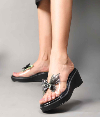 jm looks Women Wedges(Black , 4)