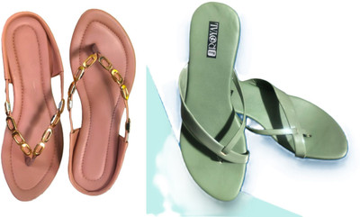 Nicesteps Women Flats(Brown, Green , 4)