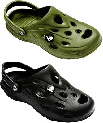 BLIBBERS Men Clogs(Green, Black , 8)