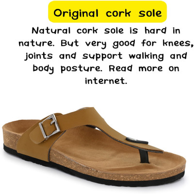 SHENCES Original Cork Sole Men Sandals(Tan , 6)