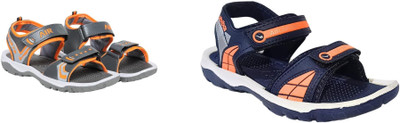 Hocks Men Sandals(Grey, Orange, Blue , 6)