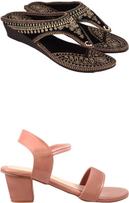 Goraiya Women Flats(Black, Pink , 8)