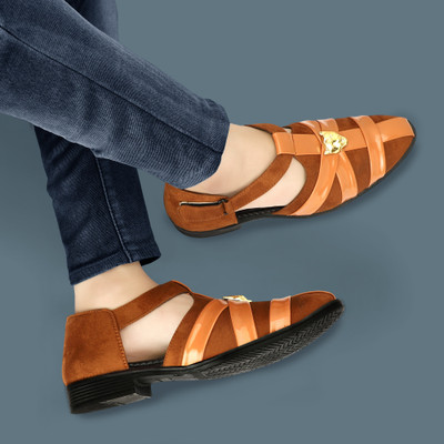 LXXII Men Sandals(Tan , 8)