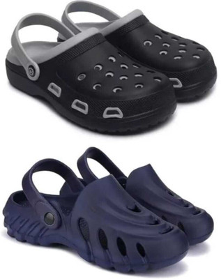 house of common Men Clogs(Grey, Navy , 10)