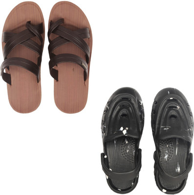 Vomoya Men Sandals(Brown, Black , 7)