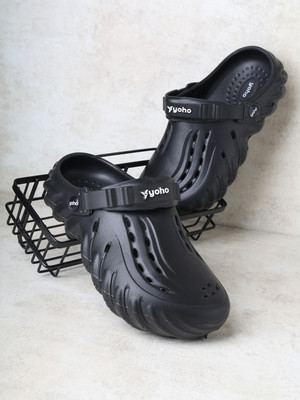 yoho Wavy Clogs Men Clogs(Black , 9)