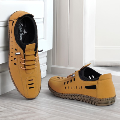 house of common Men Sandals(Tan , 10)