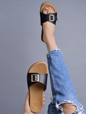 SHOETOPIA Girls Slip-on Flats(Black , 14-15Y)