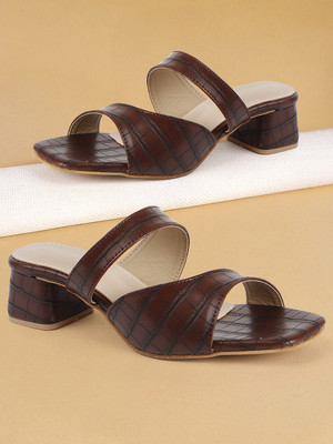 CHEMISTRY Women Heels(Brown, Beige , 7)