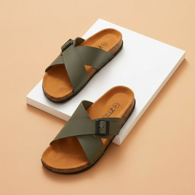 ZAVOOX Men Sandals(Olive , 9)