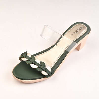 HEELISTIC Women Heels(Green , 4)
