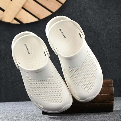 BERSACHE Men Clogs(White , 8)
