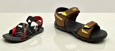 Classica Men Sandals(Brown, Black, Red , 10)