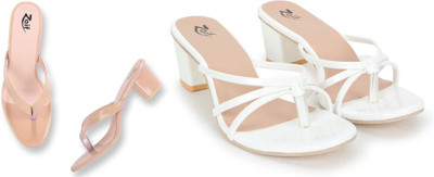 Zaif Women Heels(White, Beige , 5)