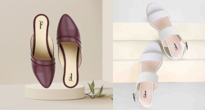 Todhwear Women Heels(Maroon, White , 7)