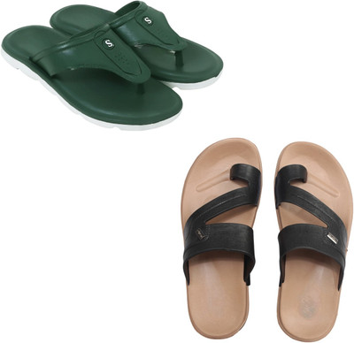 Vomoya Men Sandals(Green, Black , 7)