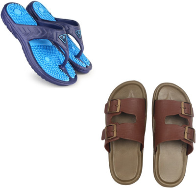 Vomoya Men Sandals(Blue, Tan , 10)