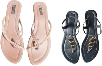 Nicesteps Women Flats(Black, Pink , 8)