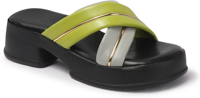 KRAFTER Women Heels(Green , 3)